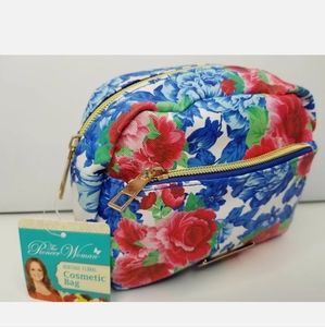 Pioneer Woman Cosmetic Bag Heritage Floral Pattern Makeup Case Purse 2 Zippers